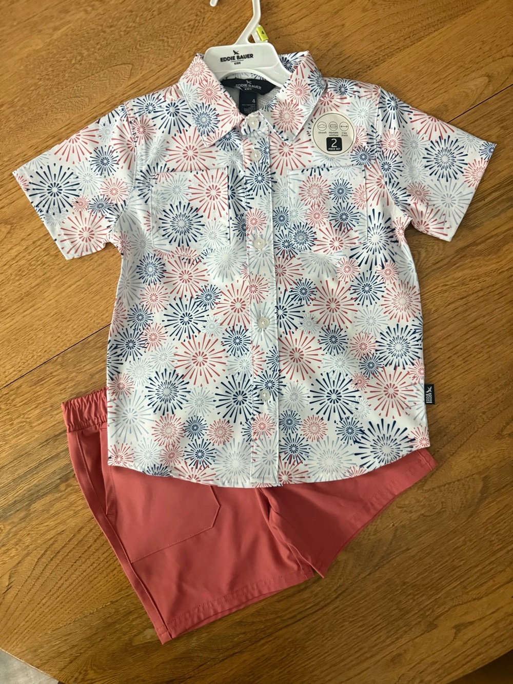Eddie Bauer Boys Polo & Coral Drawstring Shorts Set - Picture 4 of 10
